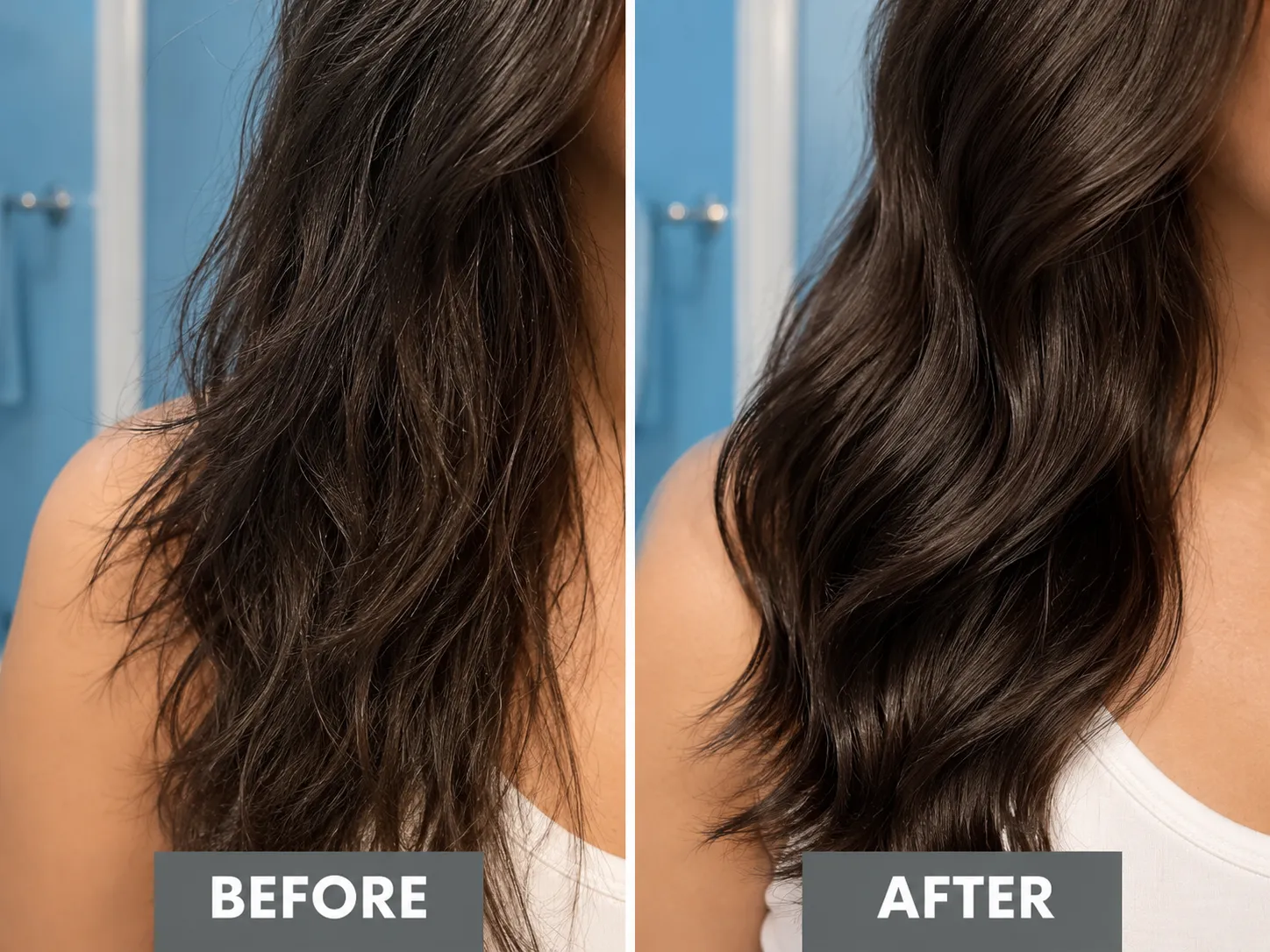 Customer hair shine photo after 30 days of filtered showers