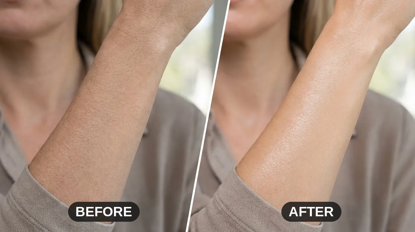 Skin glow before and after