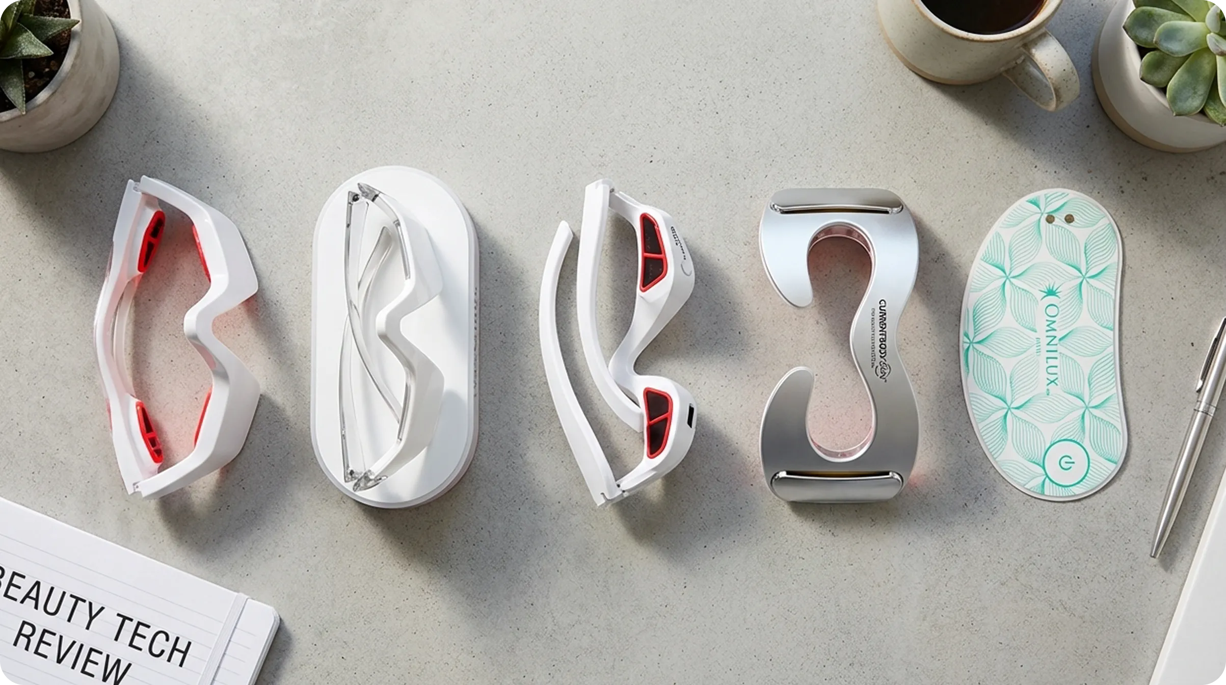 Eye devices laid out on a table