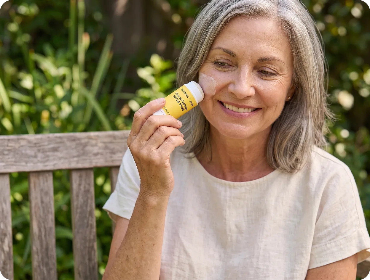 Chemical sunscreen versus SPF50 mineral peptide shield