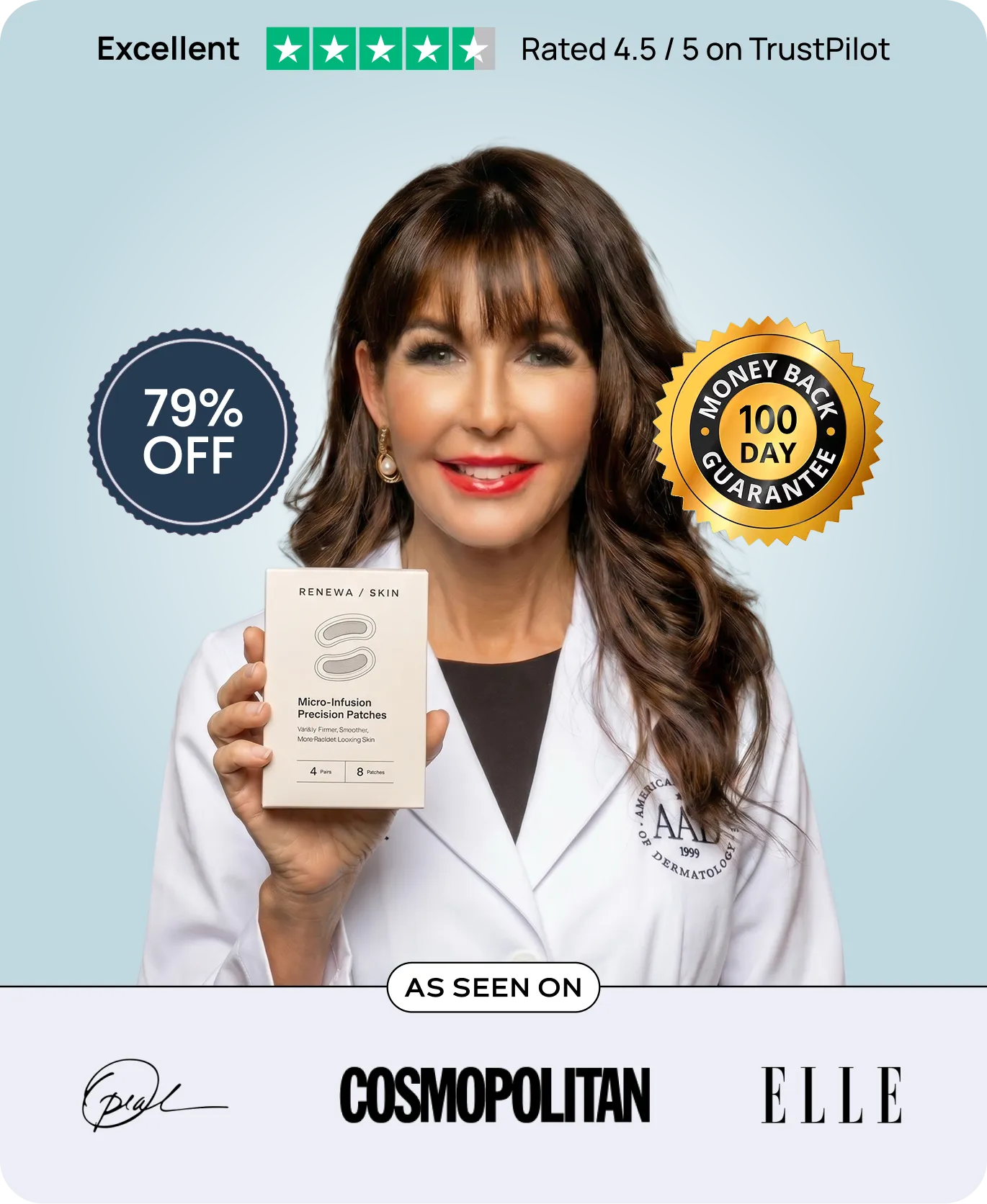 Dr. Ellen Turner holding Renewa Skin Micro-Infusion Precision Patches