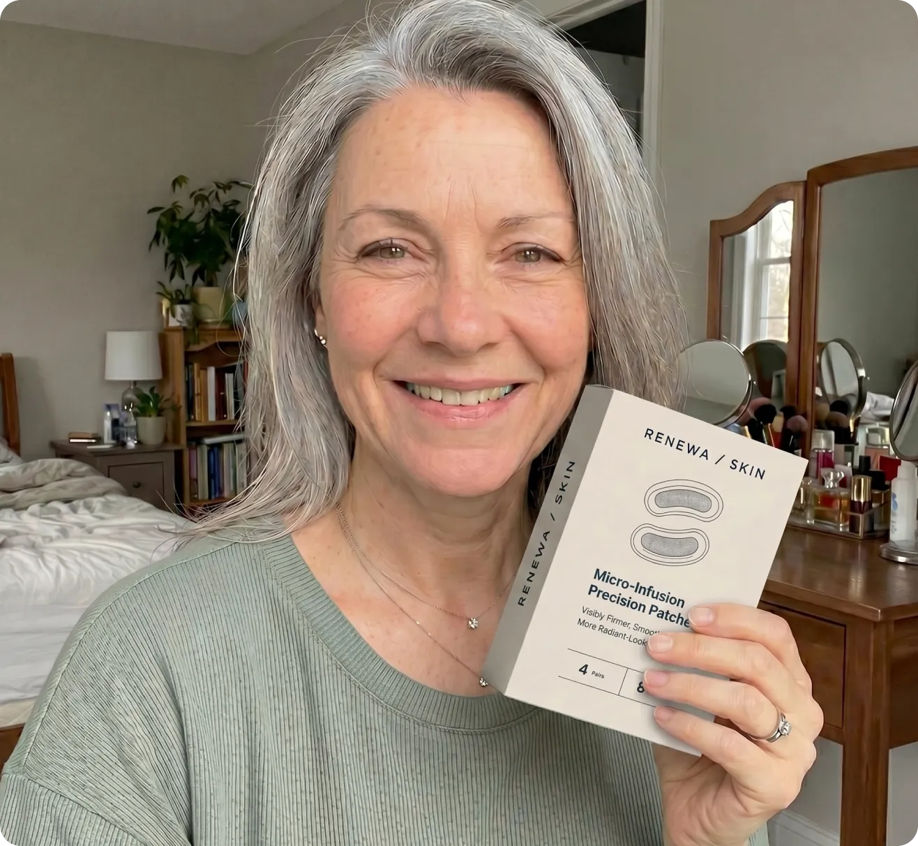 Renewa Skin customer holding Micro-Infusion Precision Patches