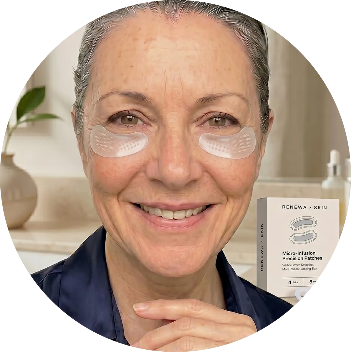 Renewa Skin customer wearing micro-infusion patches
