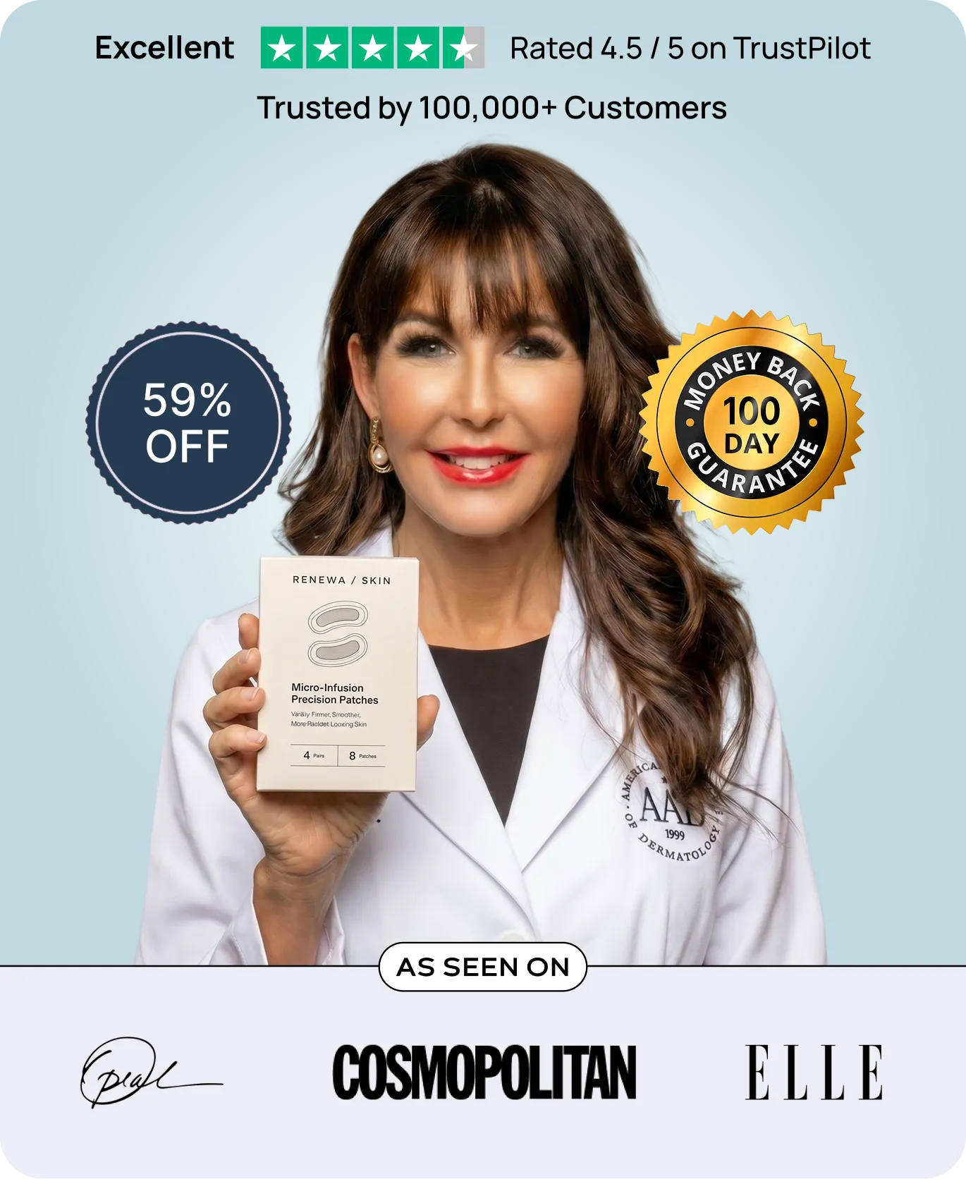 Dr. Ellen Turner holding Renewa Skin Micro-Infusion Precision Patches