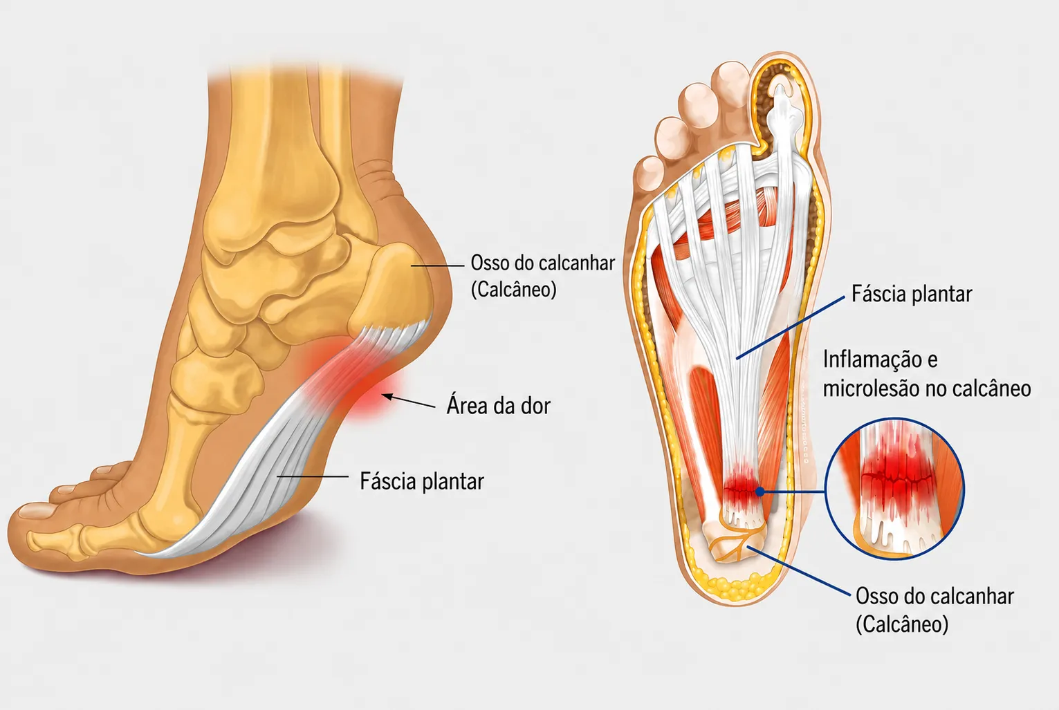 Ilustração da fascite plantar