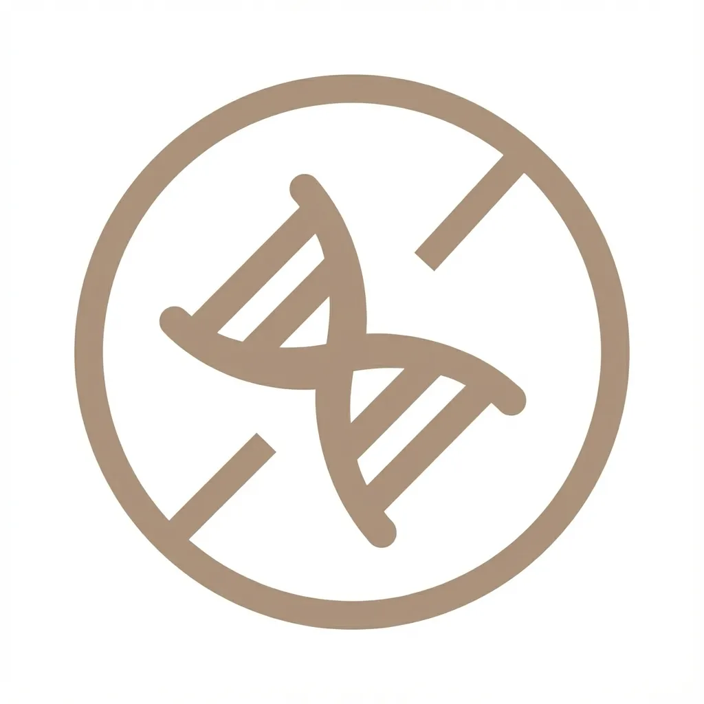 A stylized brown DNA helix inside a circle.