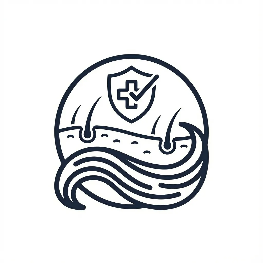 A red line art illustration of a curved wafer pattern.