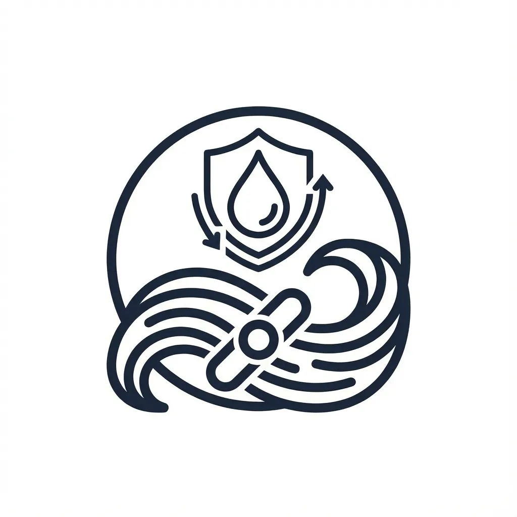 Red lightning bolt with circular arrows on white background.