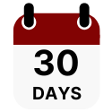 'Calendar icon showing 30 days remaining.'