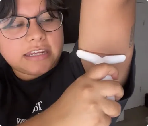 Customer using MyoGlow device