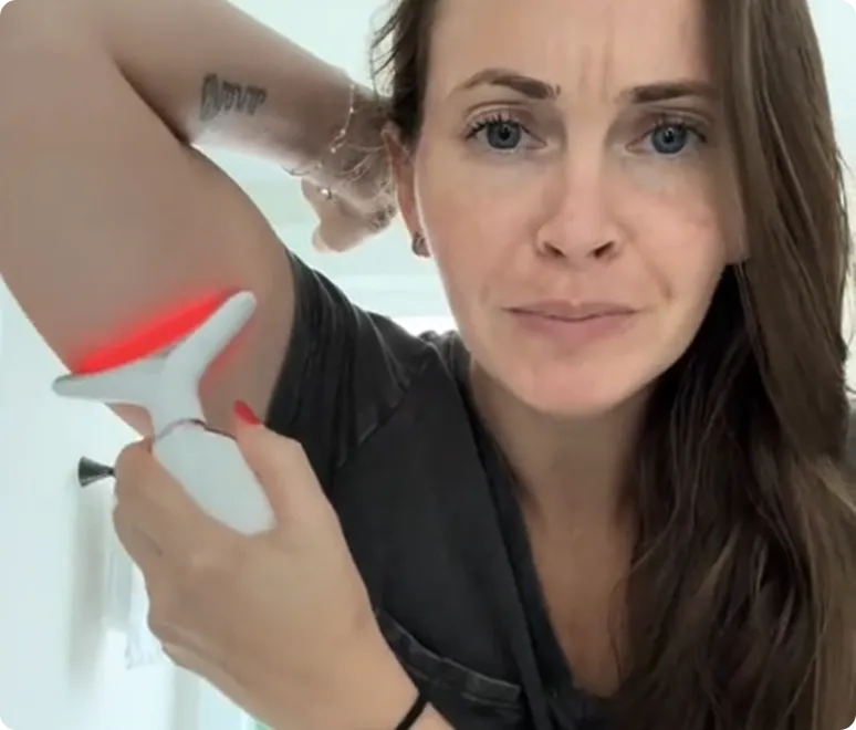 Customer using MyoGlow device