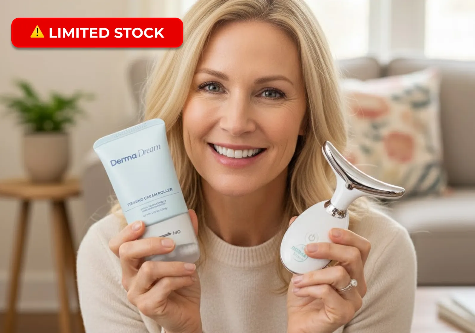 Woman on bed with RestōrV bottle