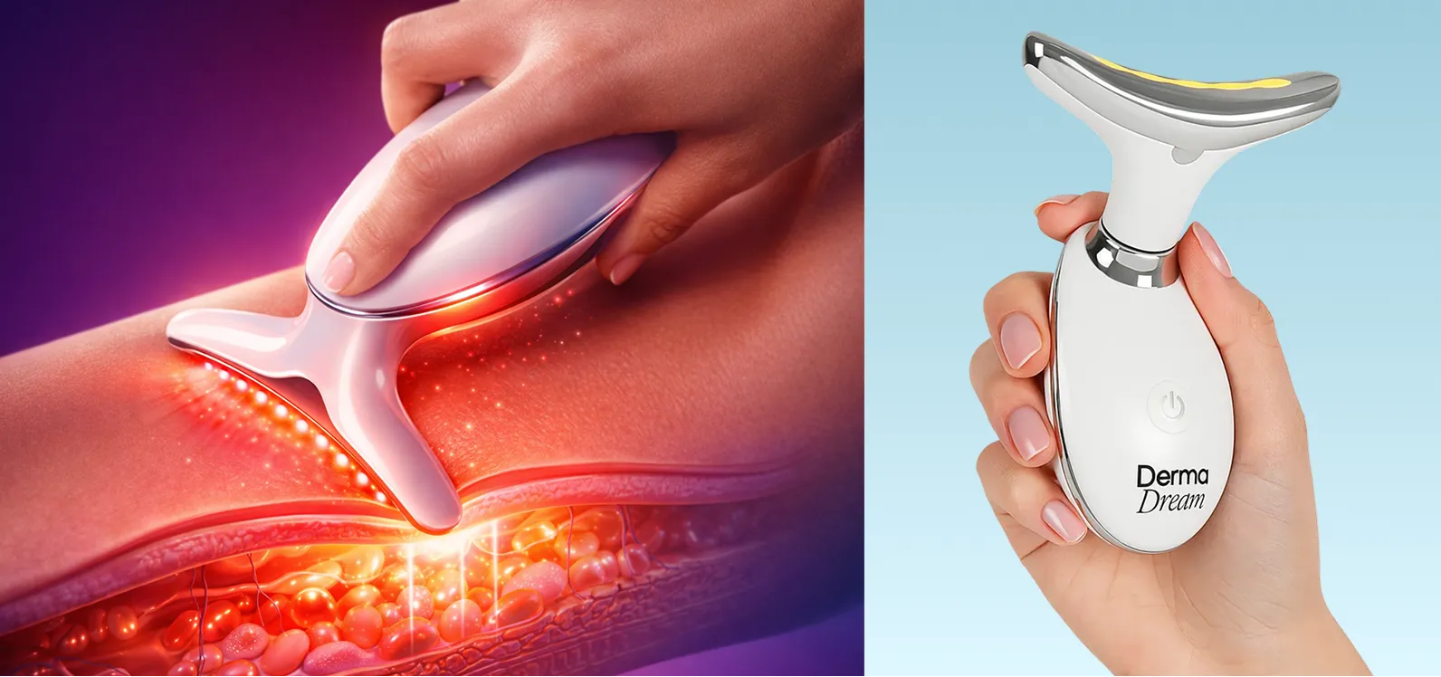 Woman lying in bed looking worried with products on nightstand