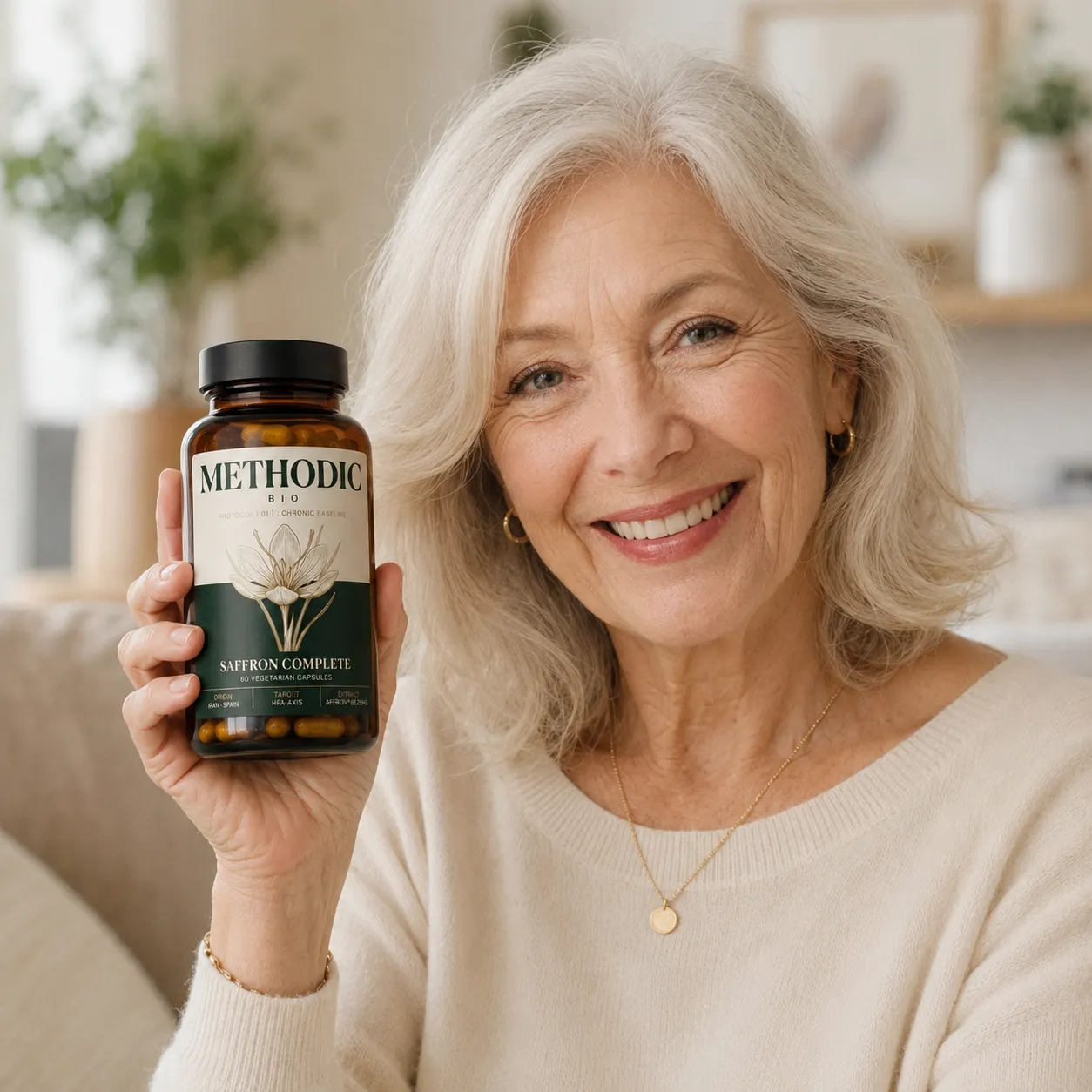 Woman holding Methodic Bio bottle