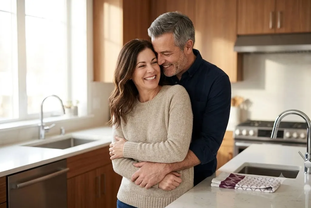 Happy, reconnected couple