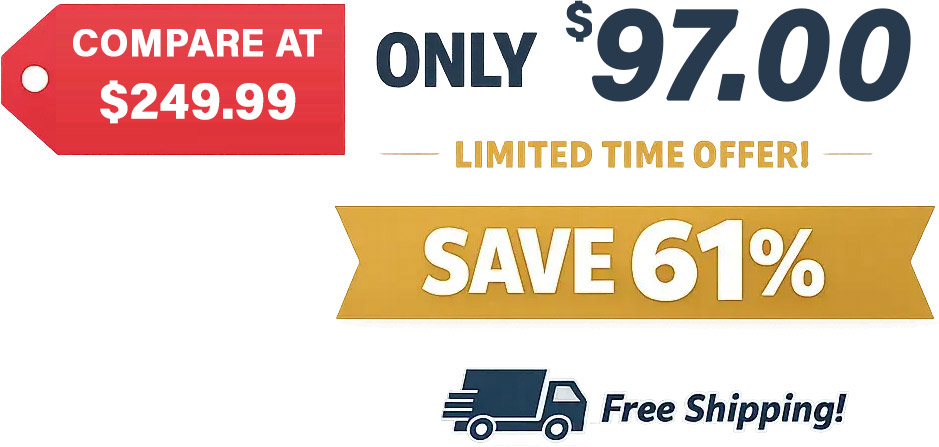 Value comparison: $300 retail crossed out, $119.95 sale price, 61% savings, bonuses, and free shipping