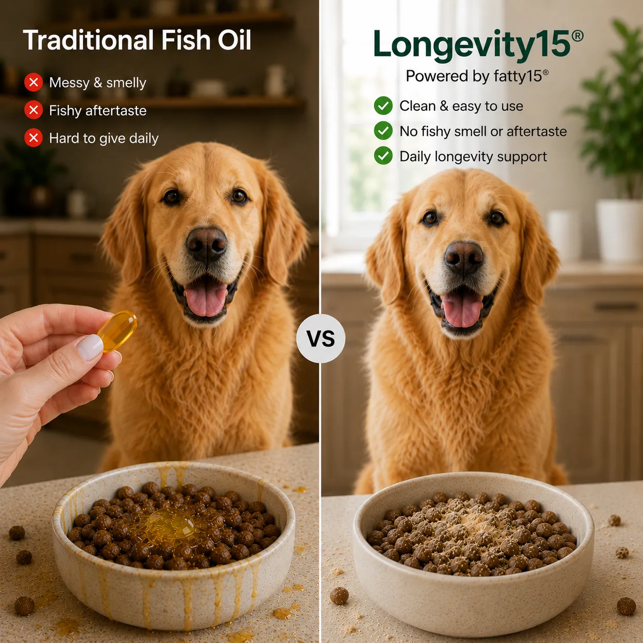 Traditional fish oil vs Longevity15 comparison