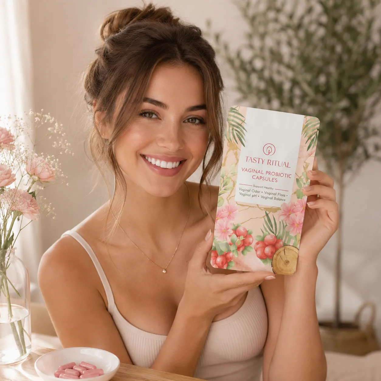 Person hält ein Wellness-Produkt