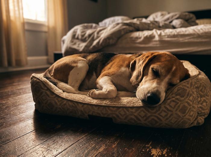 Nachher — Hund schläft tief und friedlich