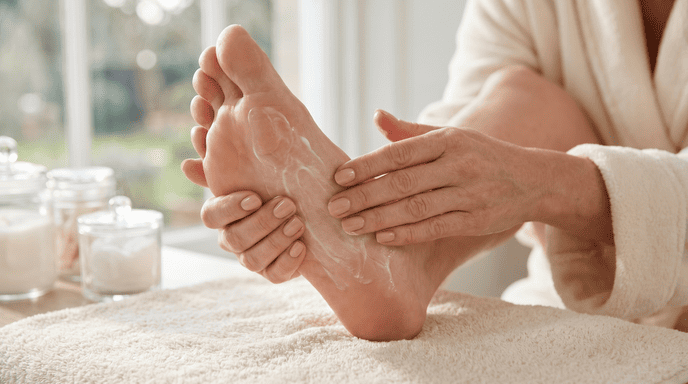 Applying Nervalley cream to wrist