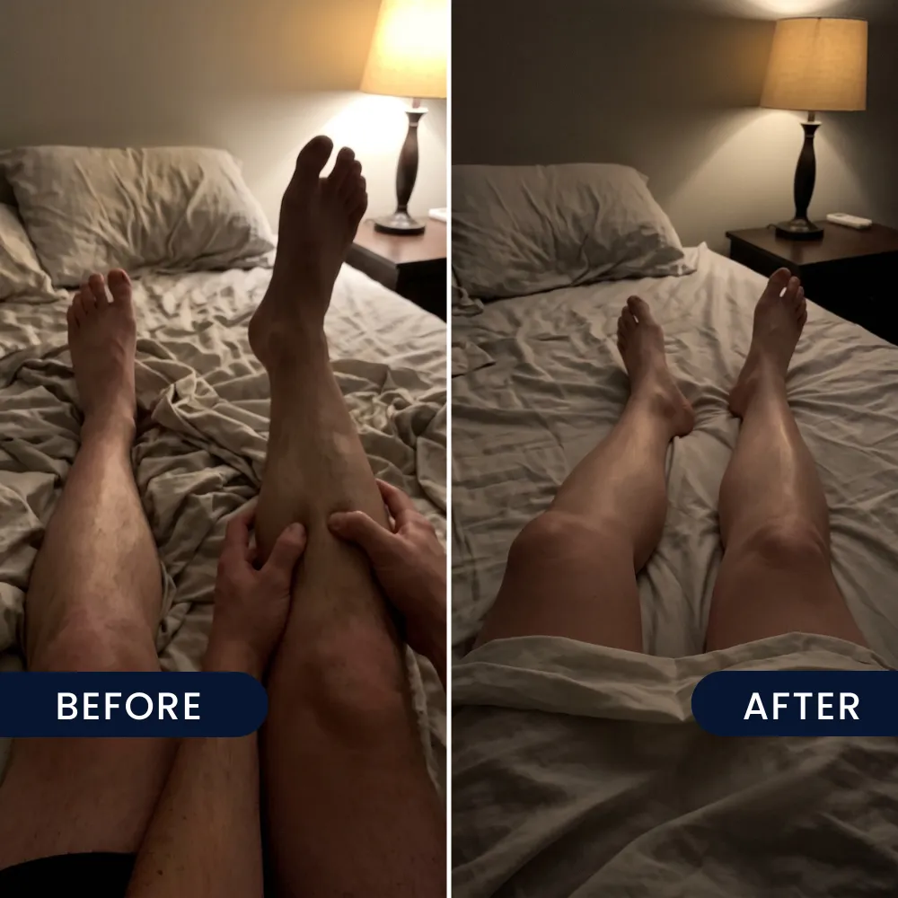 Night cramps and restless legs, before and after