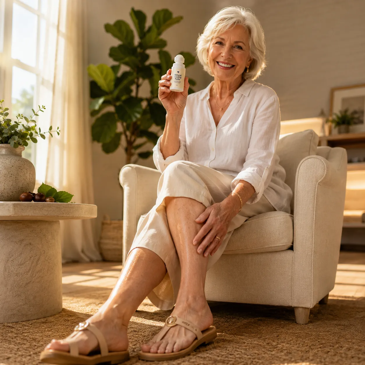 Woman relaxing with lighter legs