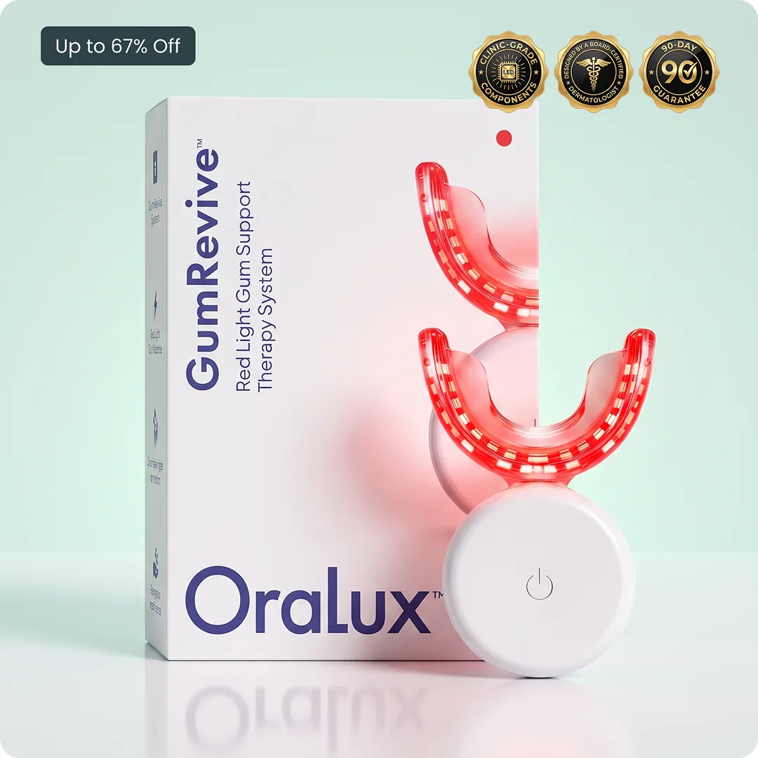 GumRevive Red Light Gum Therapy Device with OraLux packaging