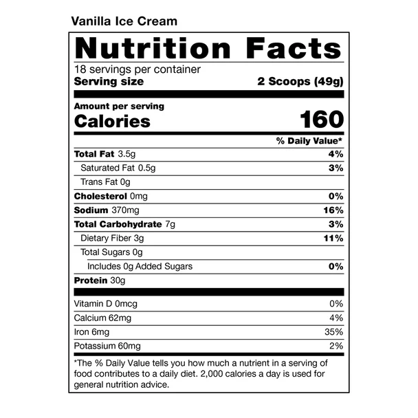 Vanilla Nutrition Facts