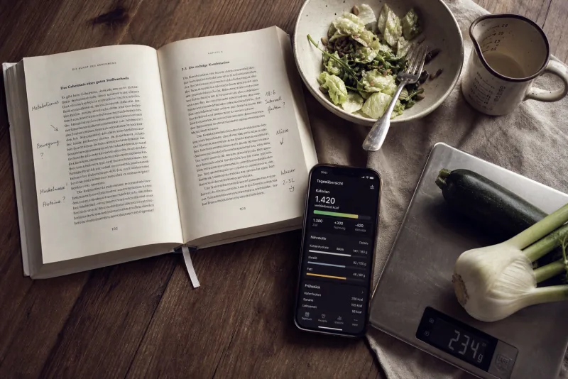 Diätbuch und Kalorienzähler-App