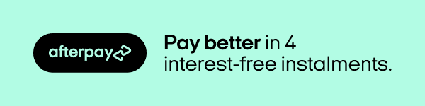 Afterpay advertisement offering four interest-free payment installments.