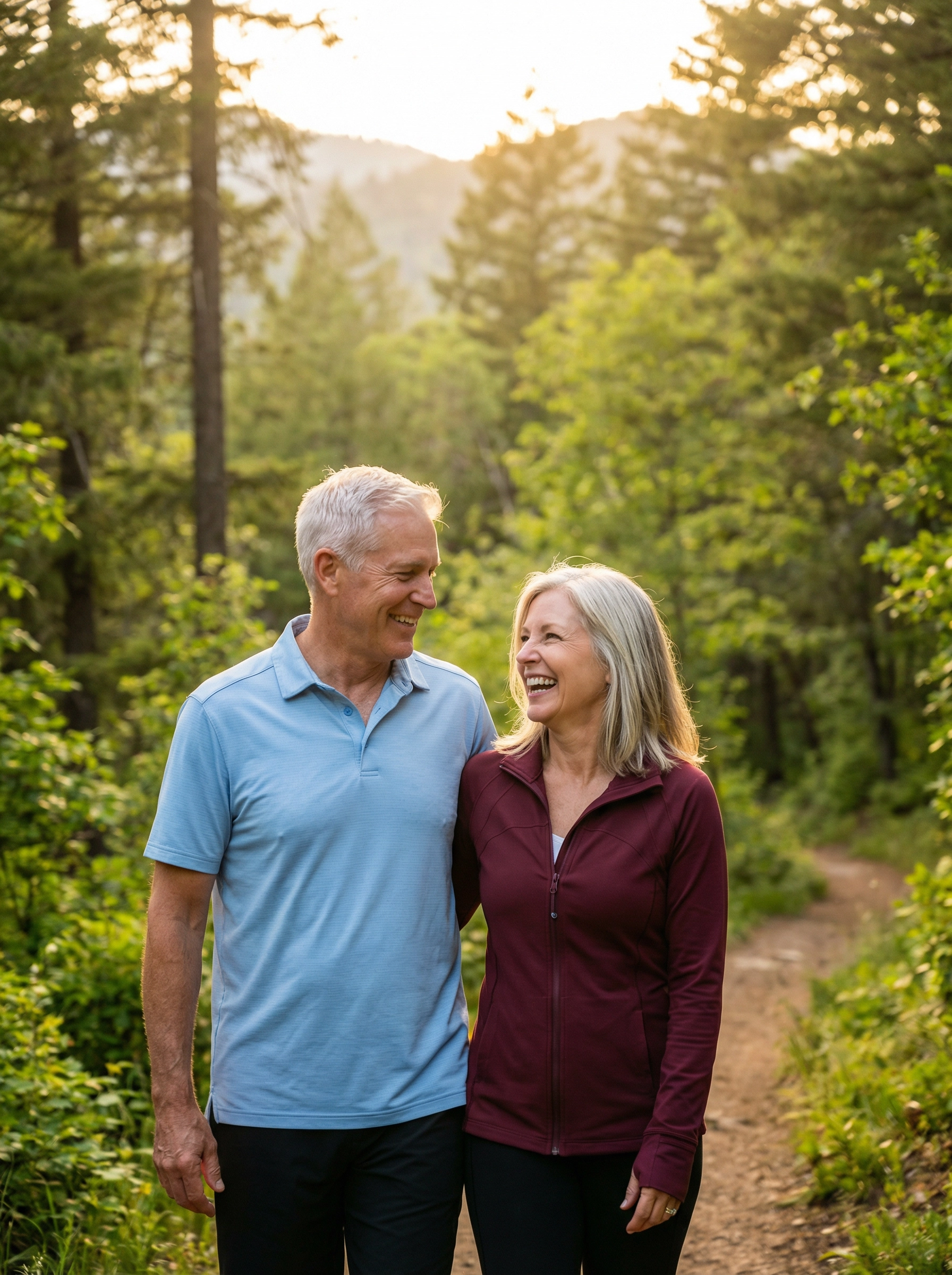 Active older couple enjoying outdoor exercise together
