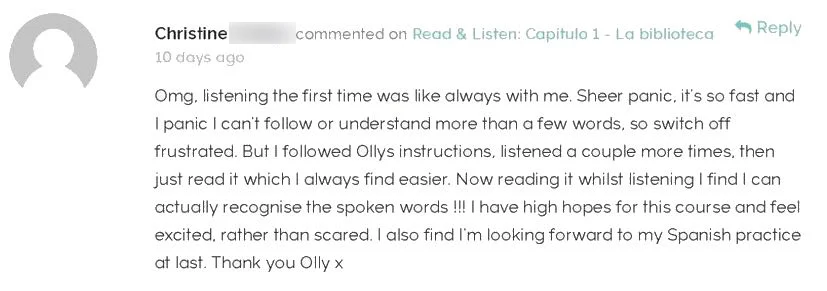 Student testimonial from Christine