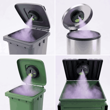 Garbage Puck mounted in a trash can lid