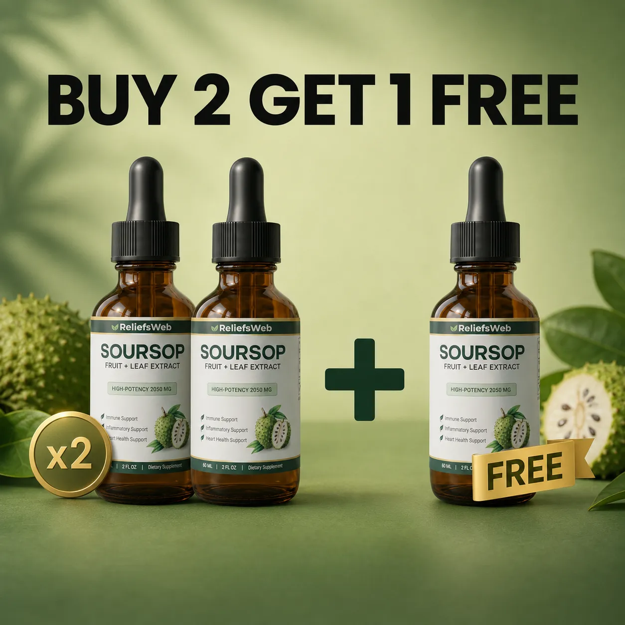 2 bottles of Soursop Immune Defense