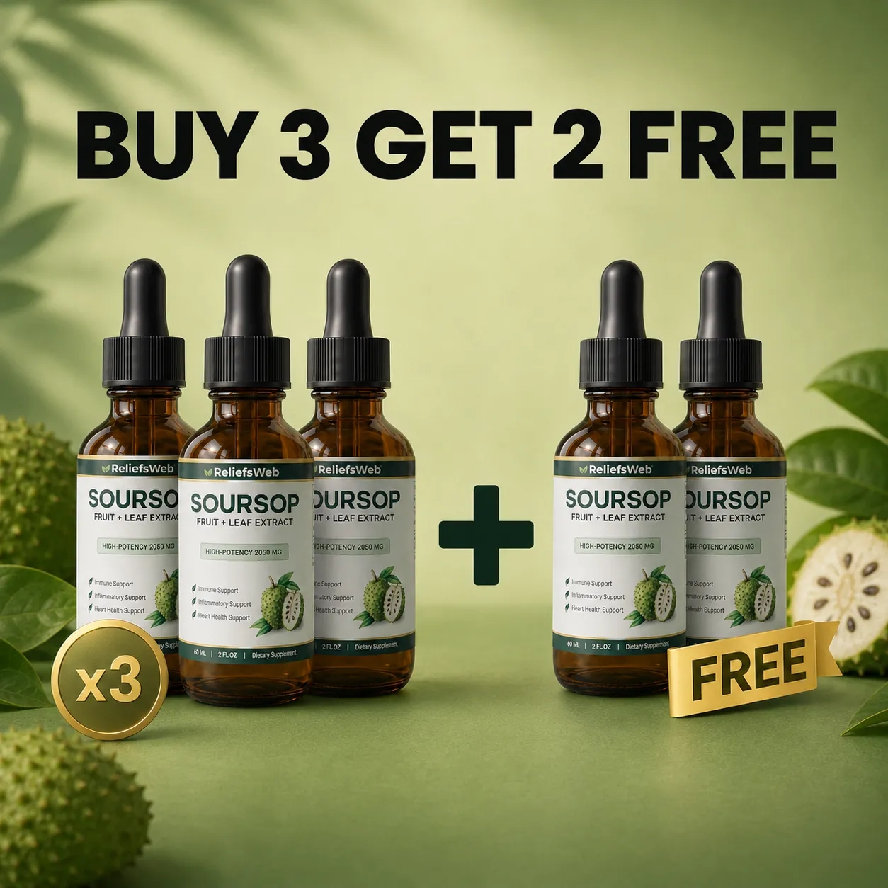 3 bottles of Soursop Immune Defense