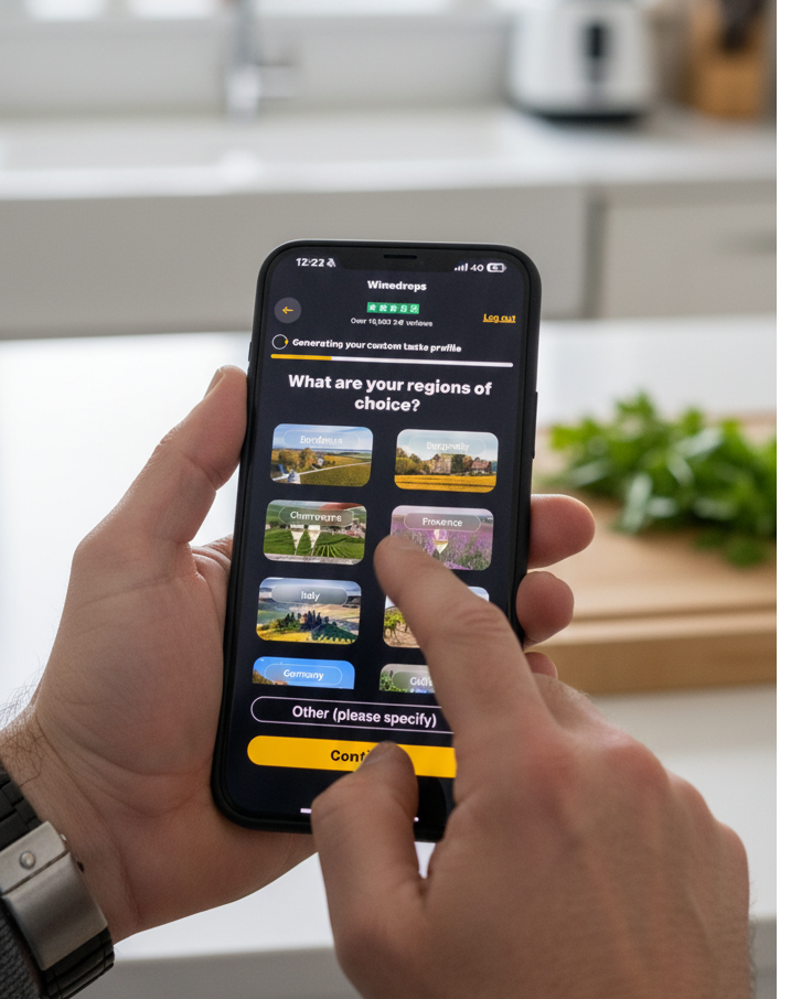 A woman smiling while holding a bottle of wine.