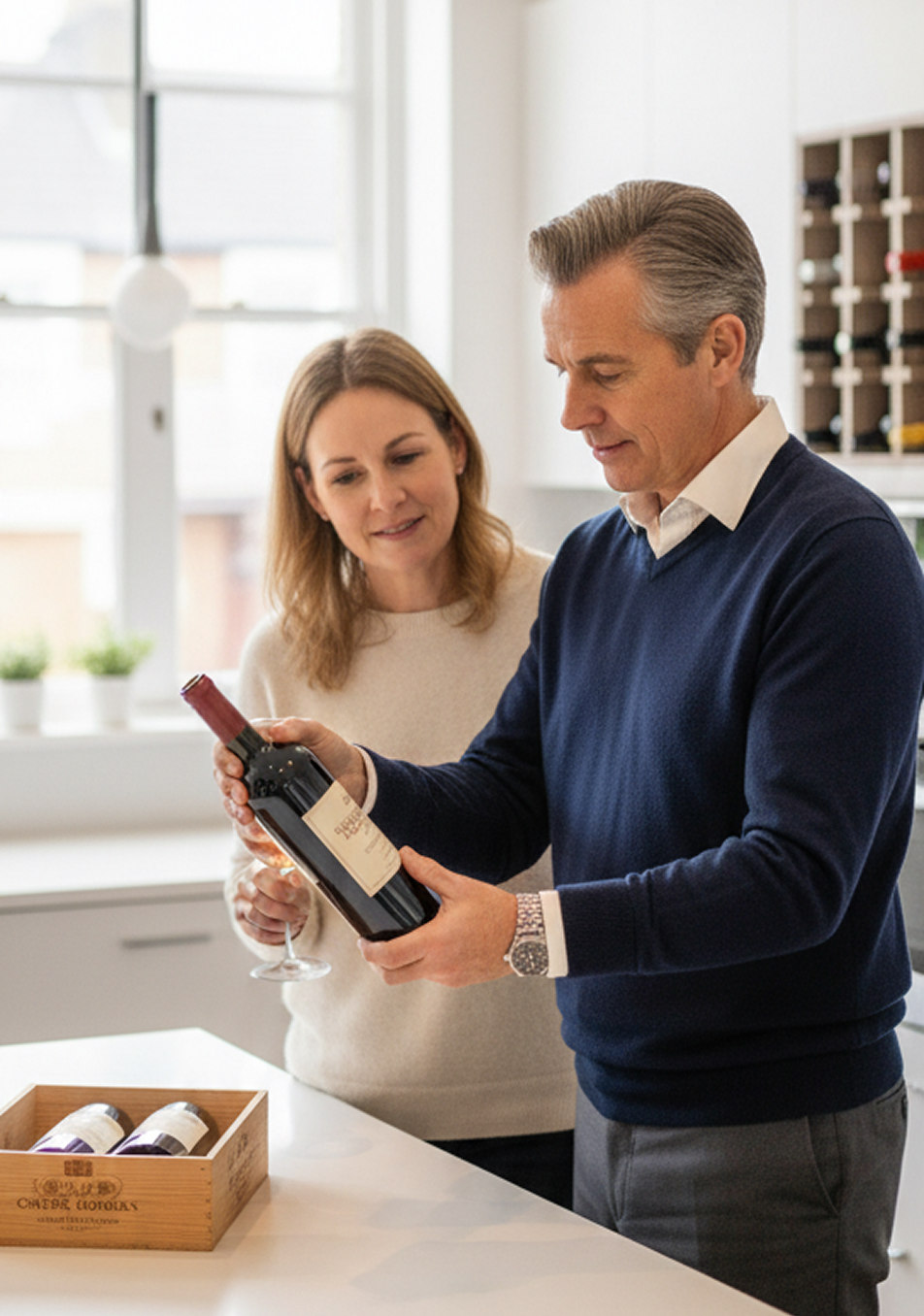 A happy woman enjoying a glass of wine.