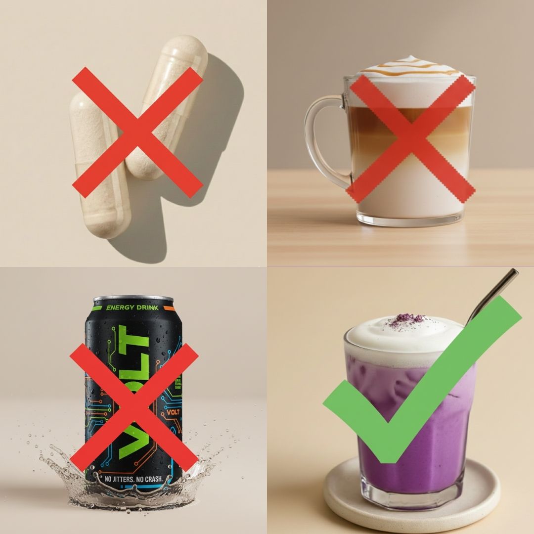 Infographic comparing Maïa Ceremonial Cacao and regular cocoa powder concentration.