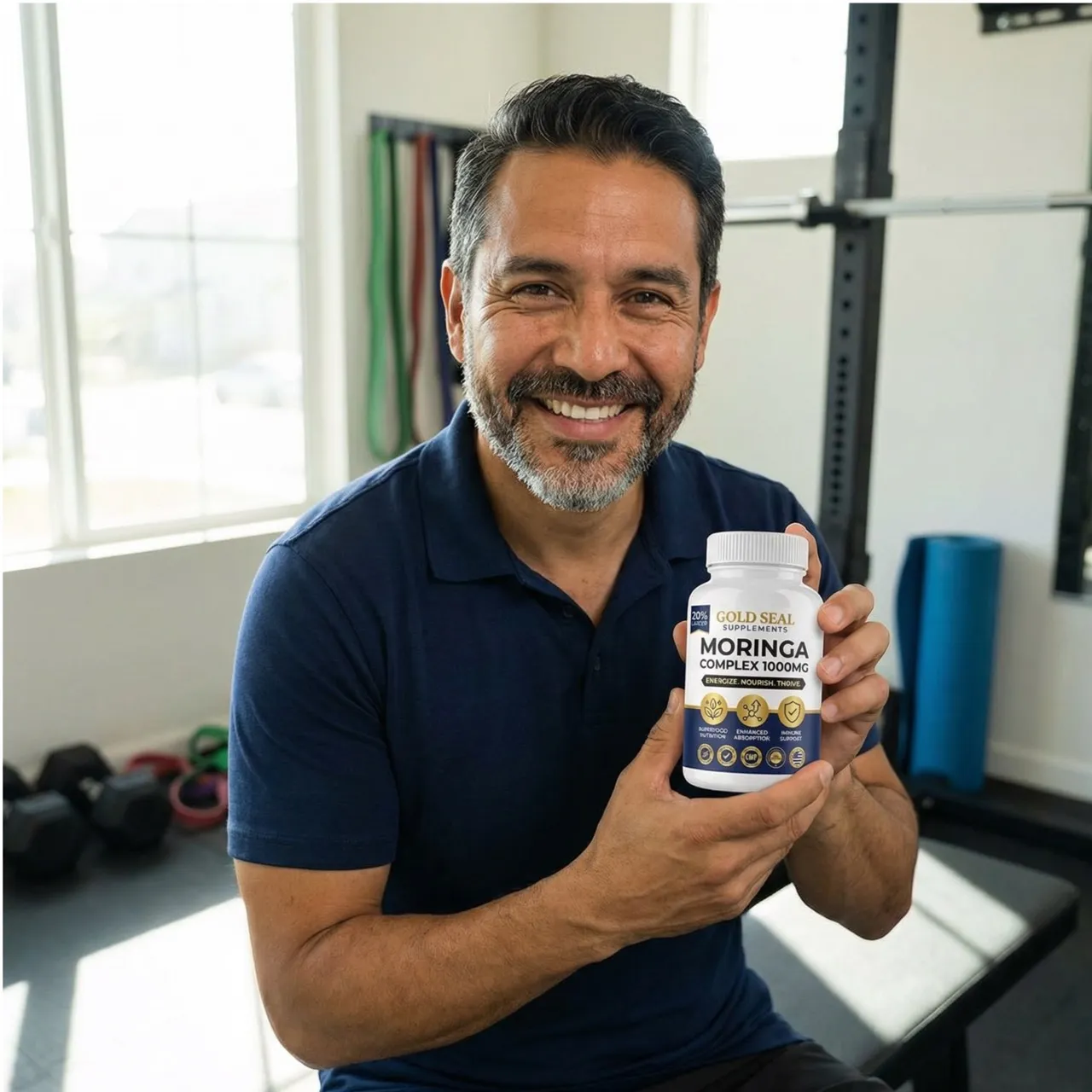 Customer holding product