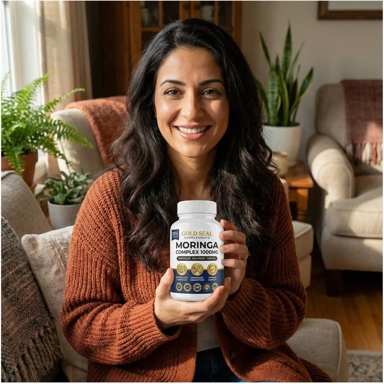 Customer holding product