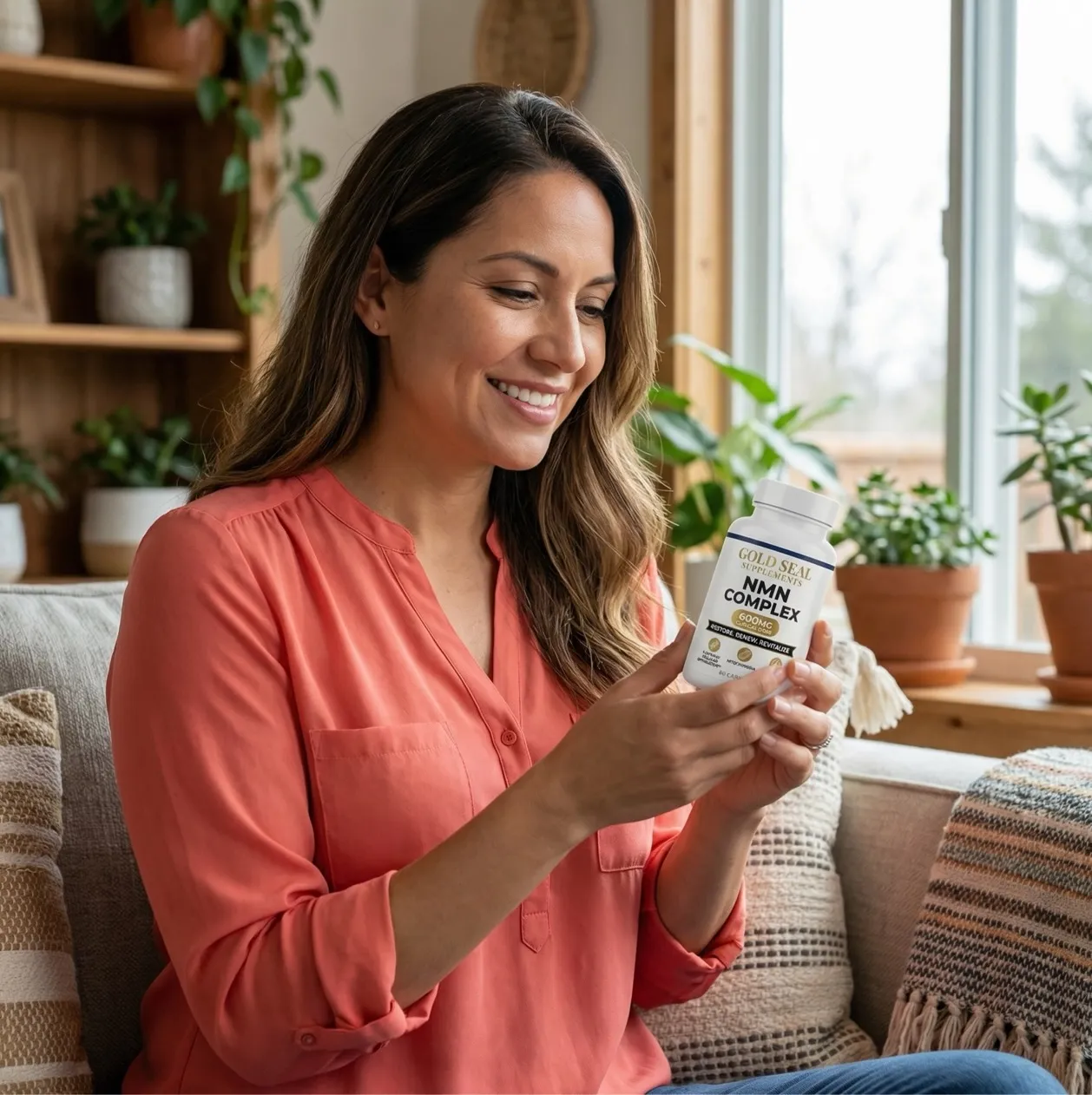 Customer holding product