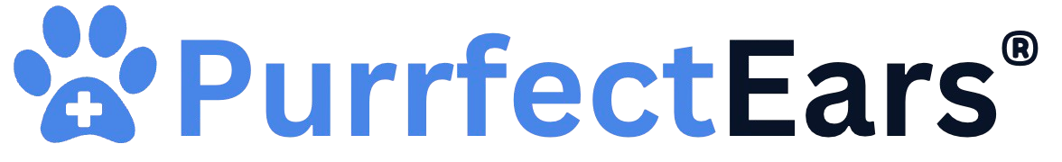 Logo with a blue paw print and the text 'PurrfectEars'.