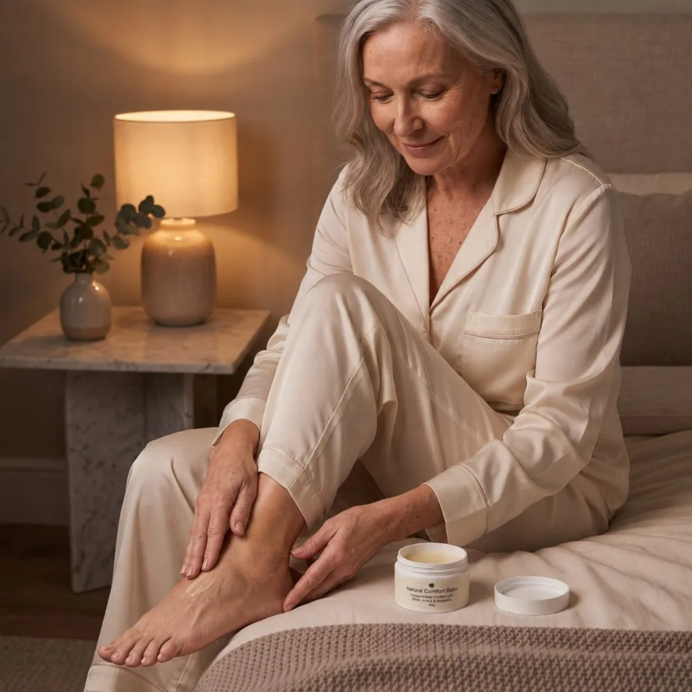 Woman applying Natural Comfort Balm to her foot