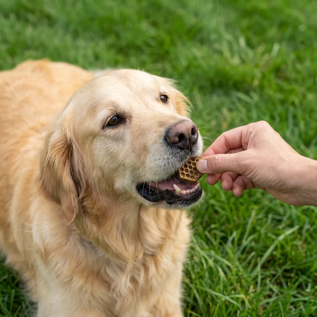 Close up of dog chewing