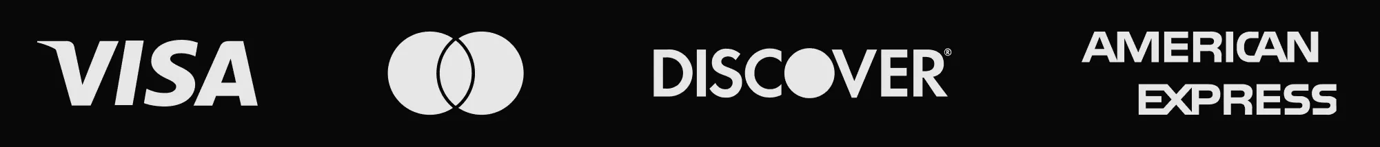 Accepted payment methods: Visa, Mastercard, Discover, American Express