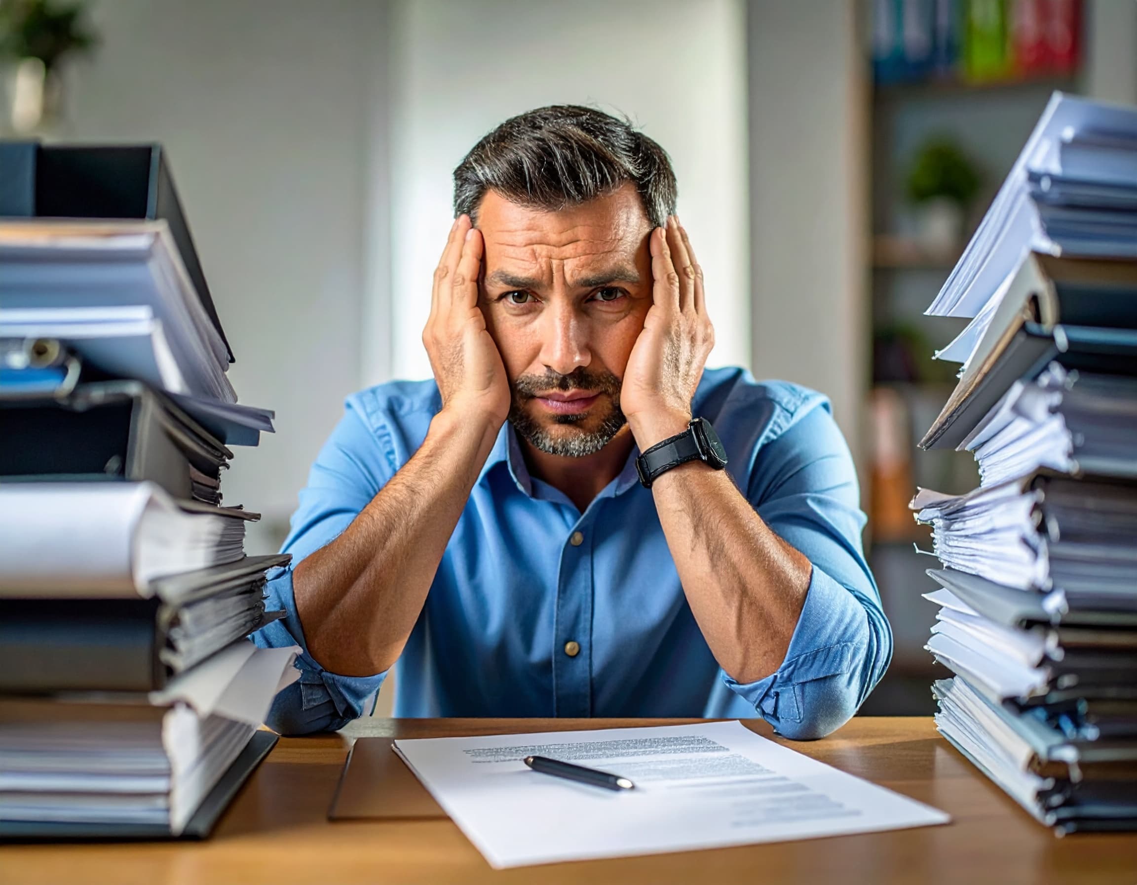 Man resting on a couch with hand on face.