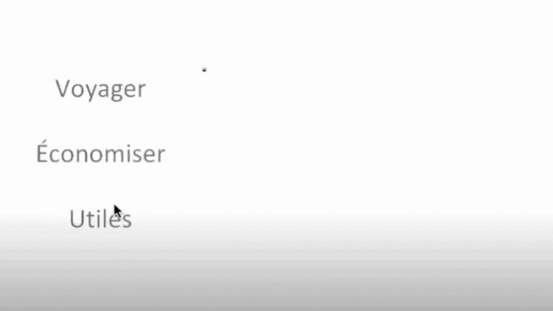 Cognates lesson showing 'voyager', 'économiser', and 'utile', French words you can guess from English