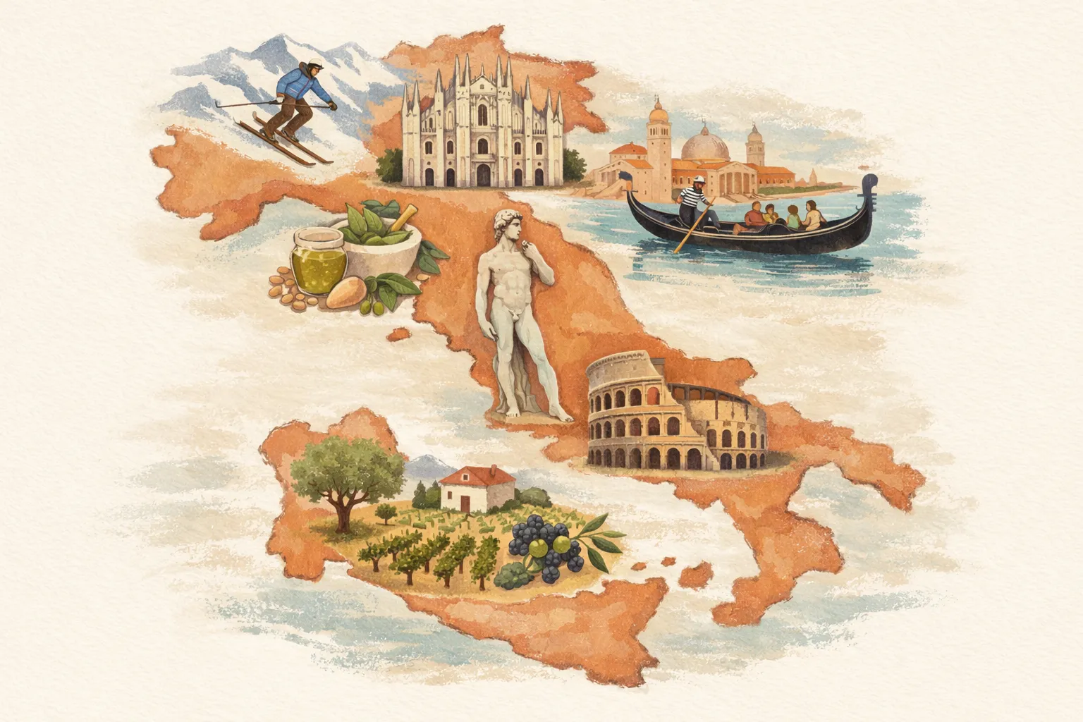 Cultural lesson exploring Italy's regions, history, and traditions