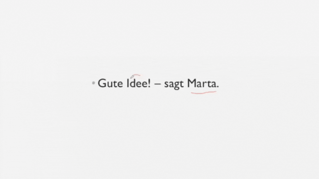 Cognates lesson showing 'Idee' and 'gute', German words you already know from English