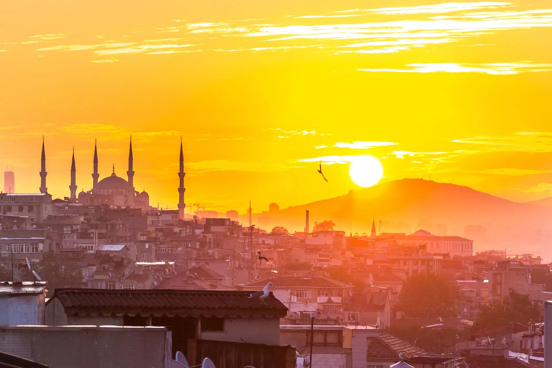 A view across Istanbul at sunset, the meeting point of East and West